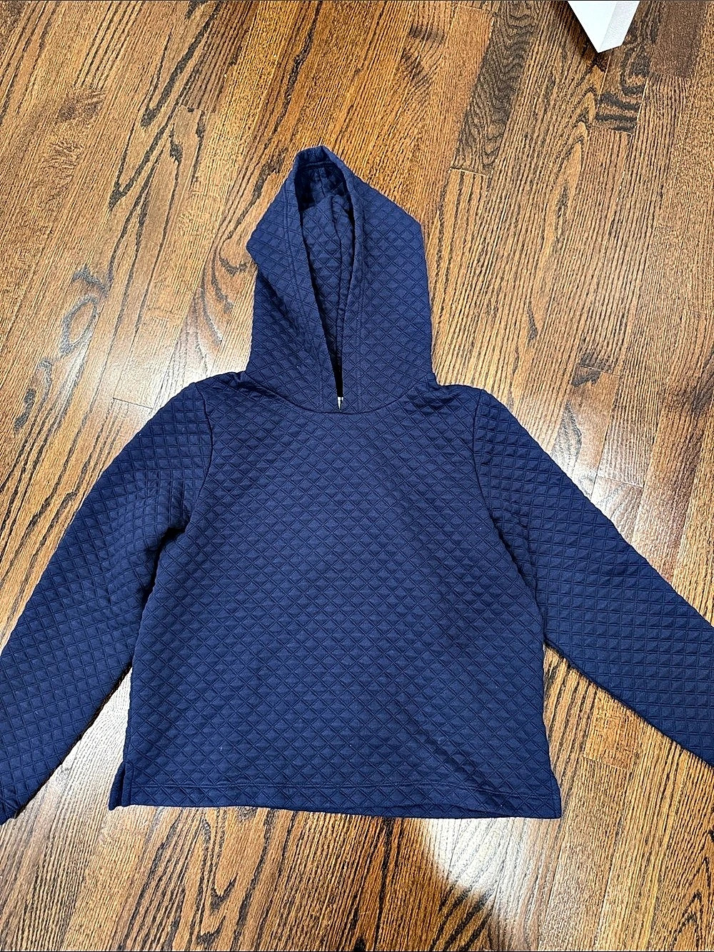 J.Crew Quilted Hooded Pullover in Blue Size Medium Like New